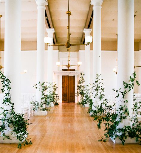 This Couple's Fun Wedding Was Held at a Historic Venue in San Francisco Whimsical Wedding Theme, Wedding Columns, Column Decoration, Wedding Pillars, Wedding Birds, Martha Weddings, Wedding Ceremony Ideas, Wedding San Francisco, Ceremony Flowers