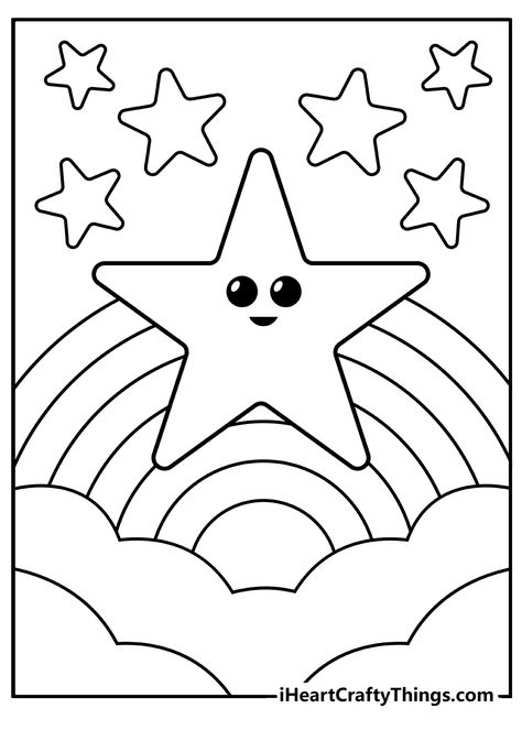 Cute Drawings To Print And Color, April Coloring Pages For Kids, Drawing For Kids To Color, Colouring Pages For Kindergarten, Drawing For Colouring Kids, Star Coloring Sheet, Coloring Pages For Kindergarten Free, Free Color Sheets Printables, Shapes Coloring Pages Free Printable