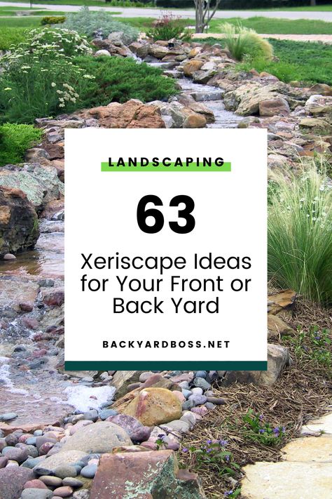 Diy Xeriscape Front Yard, Low Water Landscaping Front Yard, Xeroscaping Backyard, Outdoor Landscaping Ideas Front Yard, Xeriscape Ideas, Drought Tolerant Landscape Front Yard, Large Yard Landscaping, Colorado Landscaping, Cheap Landscaping