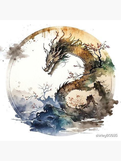 Dragon In Chinese, Chinese Fairy Tales, Dragon Watercolor, Chinese Fairy, Dragon Chino, Eagle Painting, Watercolor Stickers, Chinese Dragon, Art Board