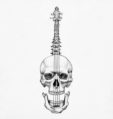 Aztec Tattoo Designs Warriors, Aztec Tattoo Designs For Men, Guitar Tattoos, Skull Guitar, Guitar Tattoo Design, Drawing Skull, Guitar Drawing, Skull Sketch, Aztec Tattoo Designs