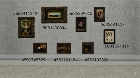 Orphanage Decals Bloxburg, Vintage Picture Codes Bloxburg, Bloxburg Victorian Picture Codes, Bloxburg Picture Codes Dark Academia, Bloxburg Wall Decoration Ideas, Mona Lisa Decal Bloxburg, Rococo Bloxburg Code, Vintage Codes Bloxburg, Elegant Decals Bloxburg