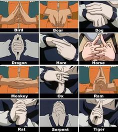 Now if somebody could just give me an order in which to make these, I'd be turning out jutsu in no time! Naruto Hand Signs, Naruto Eyes, Arte Ninja, Hand Signs, Mangekyou Sharingan, Manga Naruto, Naruto Shippuden Sasuke, Naruto Stuff, Sarada Uchiha