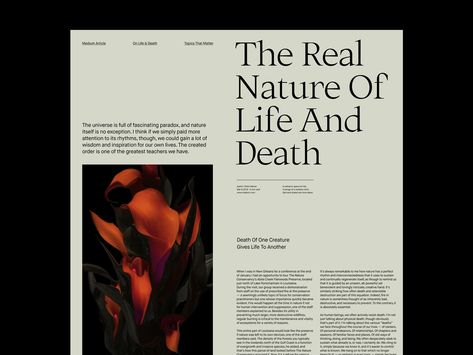 The Real Nature – Article Layout by Marko Cvijetic on Dribbble Article Layout, 잡지 레이아웃, Editorial Design Layout, Real Nature, Editorial Articles, Text Layout, Magazine Layout Design, Typography Layout, Publication Design