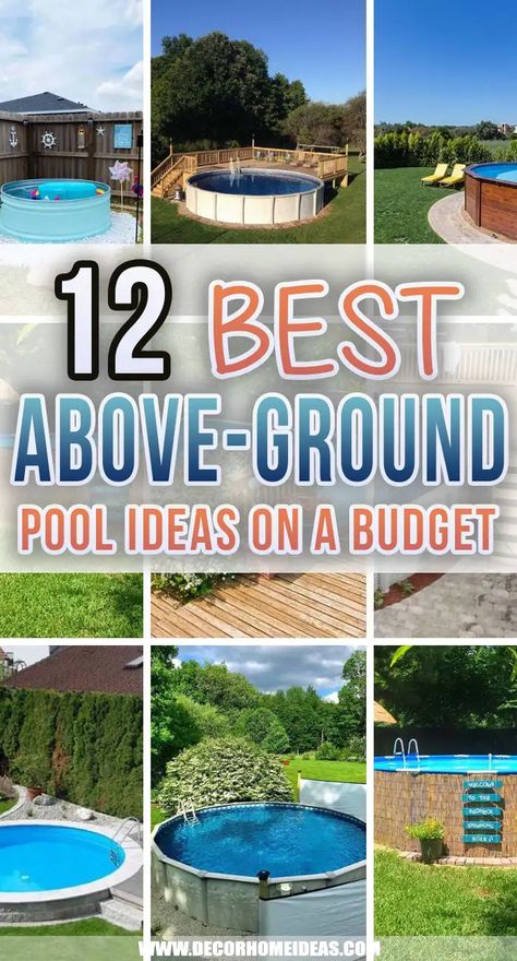 Pool Area Decorating Ideas, Small Above Ground Pool, Landscaping Around Pool, Pool Garage, Decks Around Pools, Round Above Ground Pool, Cabinets Bedroom, Pool Ideas On A Budget, Tattoo Garden