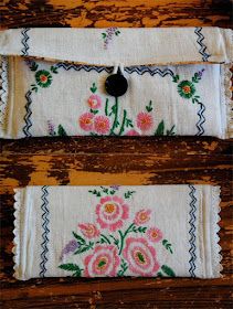 Recycled Embroidery, Repurposed Linens, Doily Crafts, Vintage Handkerchiefs Crafts, Handkerchief Crafts, Vintage Hankies, Embroidery Vintage, Embroidered Tablecloth, Embroidery Transfers