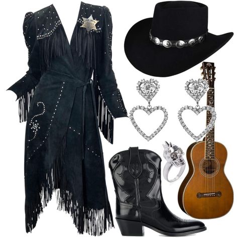 70s Rockstar, 2000s Clothing, Black Hats, Punk Skull, Preformance Outfits, Vegas Outfit, Rodeo Outfits, Suede Fringe, Skull Ring