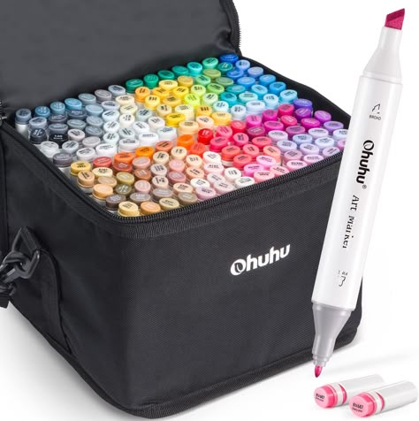 Ohuhu 120 Colours Dual Tips Permanent Marker Pens Art Markers for Highlighter Pen with Carrying Case for Drawing Sketching Adult Colouring Highlighting and Underlining : Amazon.co.uk: Home & Kitchen Best Markers, Writing & Drawing Instruments, Alcohol Art, Ohuhu Markers, Children Sketch, Adults Coloring, A Coloring Page, Art Markers, Brush Markers