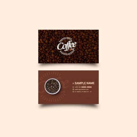 Coffee business card template Free Vector Coffee Shop Business Card, Card Template Free, Coffee Artwork, Coffee Shop Business, Coffee Vector, Create Business Cards, Desain Editorial, Coffee Business, Visiting Card Design