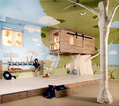 Indoor Tree House, Indoor Playroom, Stylish Room Decor, Children's Bedroom Ideas, Themed Kids Room, Cool Kids Bedrooms, Toddler Room Decor, Kids' Playroom, Playroom Design