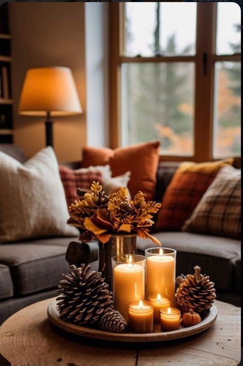 Fall Decor All Year, Fall Living Room Decor With Grey Couch, Interior Autumn Decor, Fall Living Room Decor With Black Couch, Fall Kitchen And Living Room Decor, Autumn Pillows Living Room, Autumn Home Decor Minimalist, Fall Decor Ideas For An Apartment, Modern House Fall Decor