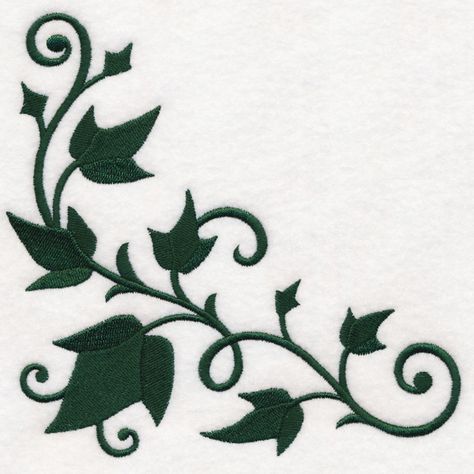 Ivy Embroidery, Corner Design, Border Embroidery, Thread Art, Embroidery Library, Machine Embroidery Patterns, Embroidery Inspiration, Corner Designs, Embroidery Art