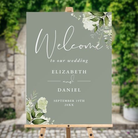 Sage Green Floral Wedding, Green Floral Wedding, Rustic Floral Wedding, Chic Typography, Olive Green Weddings, Floral Wedding Invitation Suite, Country Garden Weddings, Sage Green Floral, Green Themed Wedding