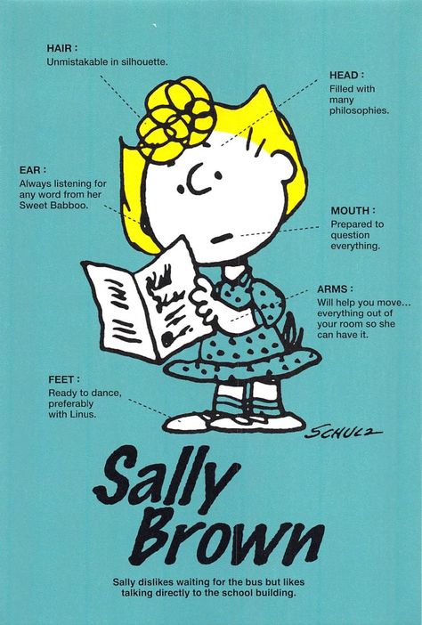 Sally Brown Sally Brown Peanuts, Snoopy October, Snoopy Characters, Charlie Brown Characters, Sally Brown, Peanuts Charlie Brown Snoopy, Snoopy Comics, Peanuts Movie, Snoopy Cartoon