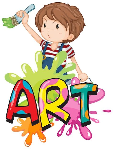 Word Art Design Creative, Design For Classroom, Art Word Design, Word Art Drawings, Kid Painting, Drawing Children, Arts Logo, Classroom Background, Kindergarten Art Lessons