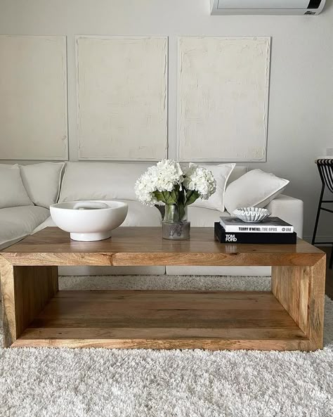 coffee table decor • Instagram White Couch Coffee Table Ideas, Coffee Table Decor Wooden Table, Easy Coffee Table Decor, Square Wood Coffee Table Decor, Brown Coffee Table Decor Living Rooms, Coffee Table For Grey Couch, Nesting Coffee Table Styling, Coffee Table Decor Vintage, How To Style Rectangle Coffee Table