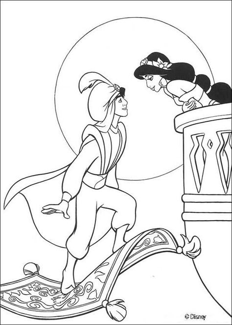 Aladdin coloring pages - Jasmine kissing Aladdin Disney Coloring Sheets, Disney Princess Colors, Disney Princess Coloring Pages, 강아지 그림, Princess Coloring Pages, Disney Colors, Princess Coloring, Cartoon Coloring Pages, Disney Aladdin