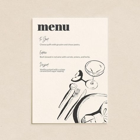 Birthday Dinner Menu Template, Menu With Illustrations, Festive Menu Design, Dinner Party Poster, Cute Menu Ideas, Tablescape Illustration, Menu Card Design Restaurant, Dinner Party Menu Design, Fancy Dinner Party Aesthetic