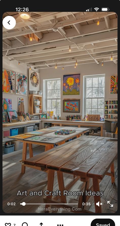 Art And Craft Room, Garage Art Studio, Art Craft Room, Craft Room Makeover, Crafts 2024, Creative Studio Space, Practical Furniture, Art Studio Space, Art Studio Organization