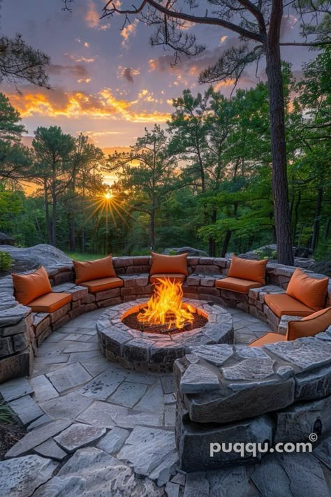 Backyard Fire Pit Ideas, In Ground Fire Pit, Outdoor Fire Pit Area, Sunken Fire Pits, Backyard Fire Pit, Fire Pit Cooking, Rustic Fire Pits, Fire Pit Ideas, Fire Pit Lighting