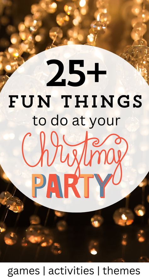 Are you looking for things to do at your Christmas party? Here are the best family Christmas games, activities, and Christmas party themes to enjoy! This post included craft ideas, themes, activities with printables, photobooths, and the most fun Christmas games - for kids and adults! These games at Christmas parties and other fun entertainment choices will make this a party to remember! Christmas Activities Party, What To Do At Christmas Party, Christmas Open House Activities, Family Xmas Party Theme, Holiday Group Activities, Christmas Event Ideas Activities, Christmas Adult Activities, Christmas Activities For Large Groups, Christmas Activities For Party