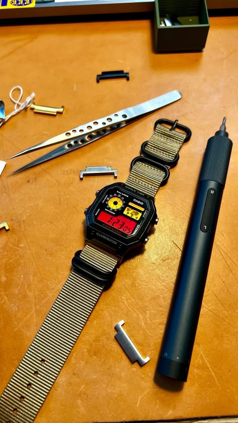 Buy Casio Custom Hydro Mod Royale AE-1200 Desert Cruiser 22mm Watch Red and Yellow Screen Nylon Strap Digital Casio AE-1200W Vintage Online in India - Etsy Ae 1200 Casio, Casio Royale Mod, Casio Royale, Vintage Digital Watch, Yellow Screen, Casio Vintage Watch, Casio Digital, Casio Vintage, Retro Watches