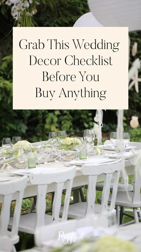 If you're buying wedding decor online and aren't sure where to begin, this checklist is for you! #weddingdecorideas #weddingceremonydecor #weddingreceptiondecor #tablenumberideas Wedding Gray Tablecloth, Ultimate Wedding Decor Checklist, Wedding Decor Planning, Wedding June Colors, Caberfae Peaks Wedding, Wedding Venue Table Decorations, Wedding Decor Organization, List Of Wedding Decor Needed, Wedding Tables Decoration Ideas