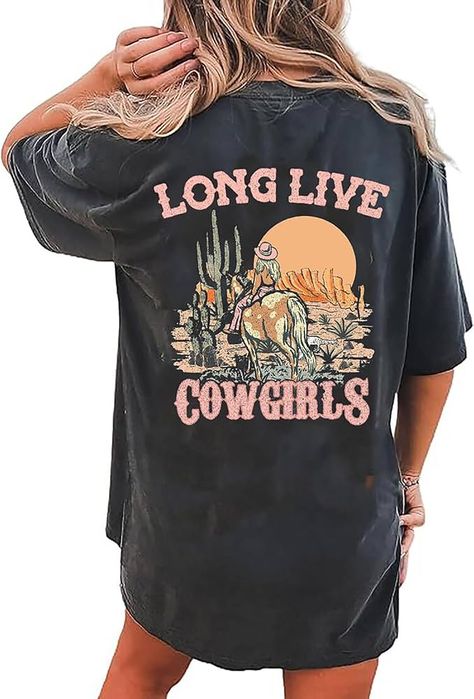 BOMYTAO Womens Oversized Cowgirl T-Shirt Should A Been A Cowgirl Shirt Western Graphic Tee Rodeo Country Western Shirts(Khaki-1,X-Large) at Amazon Women’s Clothing store Country Shirts For Women, Country Shirt Ideas, Beachy Cowgirl, Country Graphic Tees, Cowgirl Quote, Western Tee, Western Apparel, Western Graphic Tees, Cowgirl Shirts