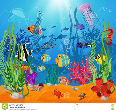 Under The Sea Drawings, Under The Sea Background, Sea Murals, Cartoon Sea Animals, Sea Life Animals, Sea Drawing, Sea Illustration, Underwater Painting, Sea Plants