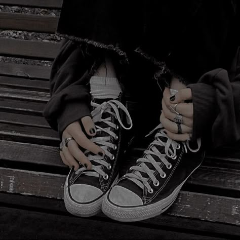 𝐓𝐀𝐆𝐒⌇ #aesthetic #icon #wallpaper #aesthetics #theme #pfp #background #grunge #dark #polarr #photography Converse Aesthetic, Thalia Grace, Dr Shoes, Black Converse, Sirius Black, Camp Half Blood, The Marauders, Grunge Aesthetic, Chuck Taylor Sneakers