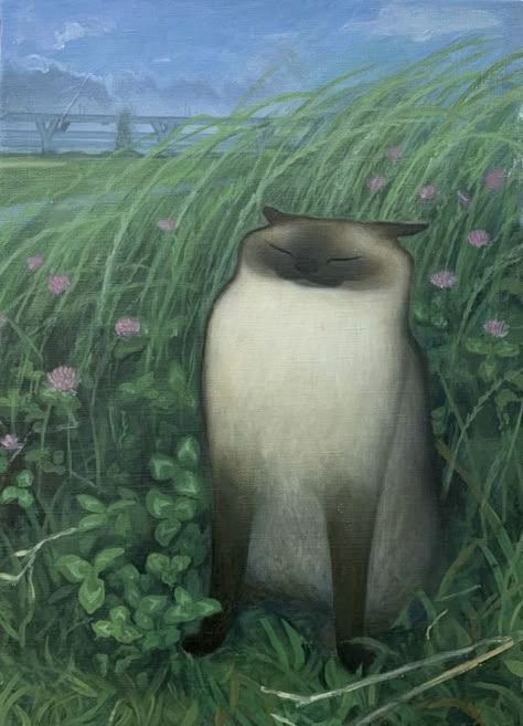 Arte Peculiar, Arte Inspo, The Grass, Funky Art, 귀여운 동물, Drawing Techniques, Pretty Art, Cat Art, Aesthetic Art