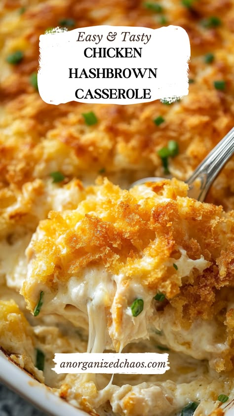 Chicken Hashbrown Casserole Chicken Dinner Ideas Casseroles, Easy Good Casserole, Poor Man’s Chicken Casserole, Recipes With Chopped Chicken, Easy Hot Dishes Casserole Recipes, Family Pleasing Dinners, Chicken And Shredded Hashbrowns, Easy Yummy Casserole Recipes, Chicken Dish For Potluck