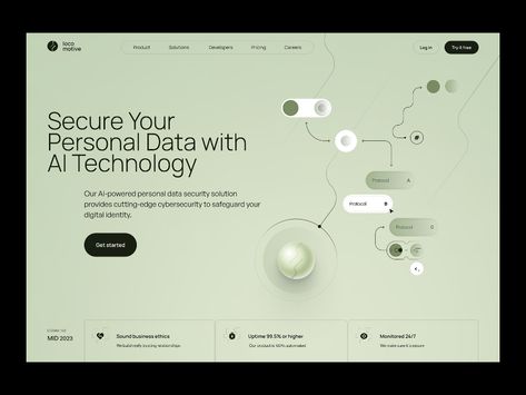 locomotive - website for security platform personal data with AI by Artem Kovalenko for Glow on Dribbble Best Web Design Inspiration, Business Web Design, Data Visualization Design, Best Web Design, Marketing Website, Data Security, Security Solutions, Web Design Company, Website Inspiration