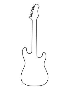 Electric guitar pattern. Use the printable outline for crafts, creating stencils, scrapbooking, and more. Free PDF template to download and print at http://patternuniverse.com/download/electric-guitar-pattern/ Felt Guitar Pattern, Guitar Quilt Pattern Free, Guitar Template, Music Doodles, Guitar Quilt, Guitar Outline, Acoustic Guitar Cake, 3d Pen Stencils, Printable Outline