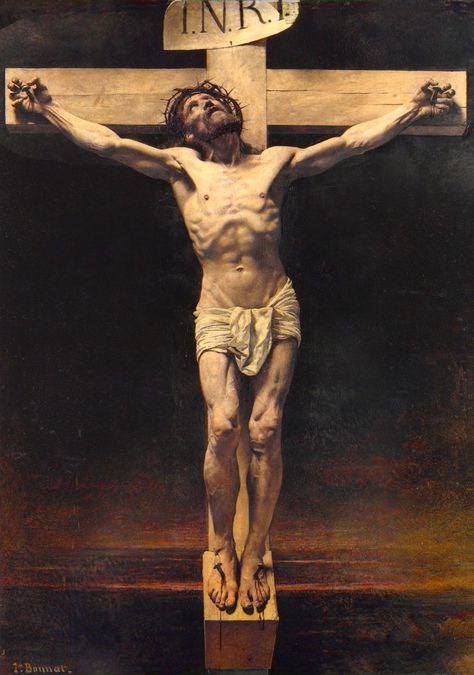 "Christ on the Cross" Leon Bonnat 1880 Christ On The Cross, Crucifixion Of Jesus, Religious Painting, The Cross Of Christ, Art Prints Online, Holy Week, Jesus Art, Jesus On The Cross, Old Master