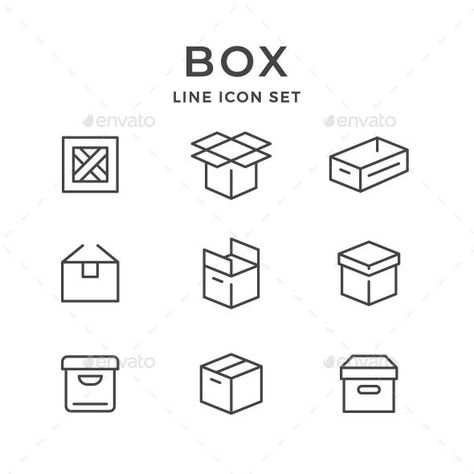 Set Line Icons of Box #icon #GraphicDesign #graphics #IconDesign #BestDesignResources Storage Logo, Box Drawing, Resources Icon, Icon Package, Sweet Logo, Express Logo, Packaging Logo, Clever Tattoos, Box Icon