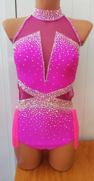 Made by Bobby Hot Pink Jazz Dance Costume, Rhinestone Dance Costumes Design, Rhinestone Costume Ideas, Pink Jazz Costume, Jazz Dance Costumes Sassy Pink, Barbie Dance Costume, Pink Jazz Dance Costumes, Rhinestone Costume Dance, Dance Costume Stoning Ideas