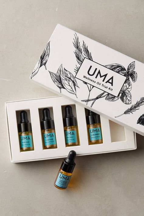 Uma Wllness Oil Kit $40 Essential Oil Box, Essential Oils Kit, Aroma Oil, Brand Identity Pack, Essential Oil Fragrance, Luxury Packaging, Spa Kit, Makeup Shop, Beauty Wellness