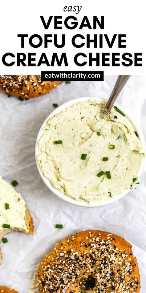 Tofu Spread, Tofu Cream, Chive Cream Cheese, Tofu Cream Cheese, Homemade Tofu, Vegan Spread, Dairy Free Cream Cheese, Vegan Cheese Recipes, Vegan Tofu