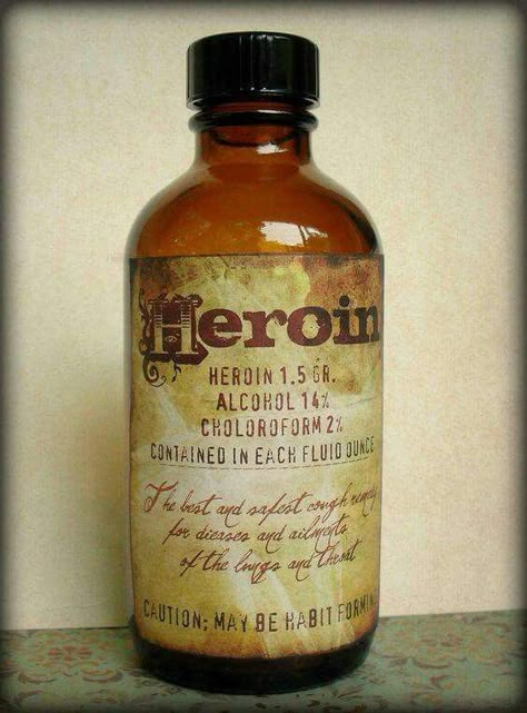 "May be habit forming"... ya think?! Vintage Medicine Bottle, Antique Medicine Bottles, Old Medicine Bottles, Old Medicine, Funny Vintage Ads, Vintage Medicine, History Of Medicine, Cough Suppressant, Snake Oil