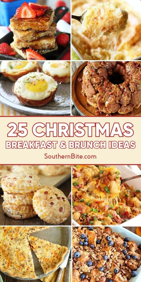 This Ultimate List of Christmas Breakfast & Brunch Recipes, features delicious dishes like Buttermilk Pecan Coffee Cake, Apple Fritters, protein-packed savory dishes, and more to make your holiday morning extra deliciously special! Christmas Family Brunch Ideas, Breakfast Themed Christmas Party, Portable Brunch Ideas, Xmas Brunch Ideas Families, Appetizer For Brunch, Breakfast For Dinner Christmas Party, Brunch Menus For Christmas, Holiday Brunch Appetizers, Breakfast For 6 People