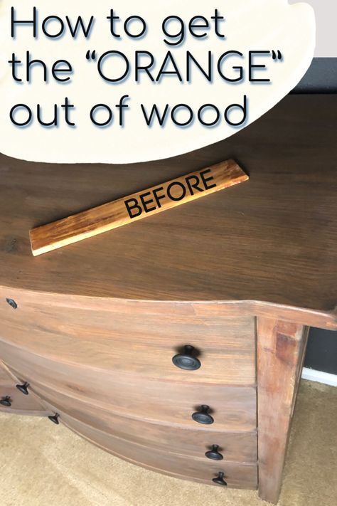 Wood Stripping Diy, Refinishing Stained Wood Furniture, How To Stain Furniture, Sanding Furniture To Natural Wood, Re Finishing Furniture Wood, How To Bleach Stained Wood, Natural Wood Look Furniture, Light Stained Dresser, Refinishing Dresser Ideas Paint