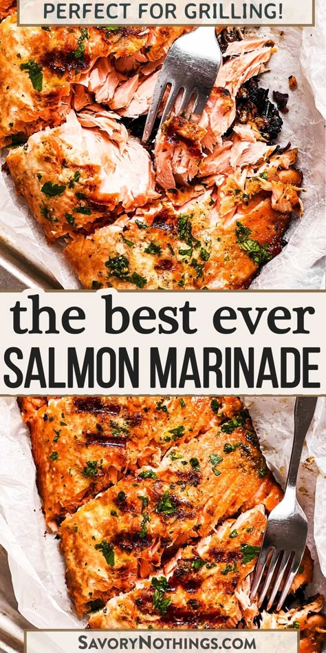 Marinated Grilled Salmon Recipes, Marinades For Salmon Grilling, Italian Herb Salmon Marinade, Grilled Whole Salmon Recipes, Salmon Italian Dressing, Salmon Steak Marinade, Marinate For Salmon Easy Recipes, Salmon Recipes Bbq Grilled, How To Season Salmon For The Grill