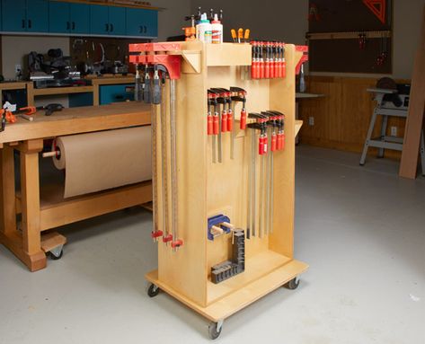 F Clamp Storage, Clamp Organization, Clamp Cart, Clamp Storage Rack, Workshop Organisation, Clamp Rack Woodworking, Workshop Furniture, Wood Clamps, Clamp Rack