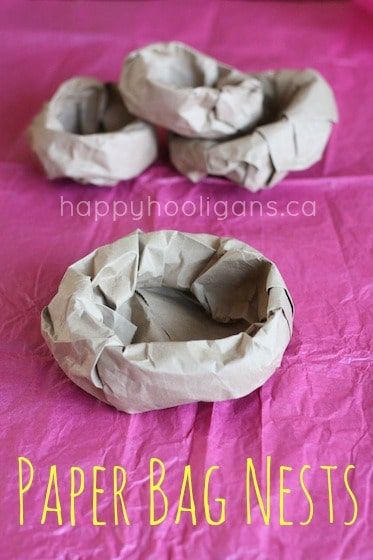 Easy Paper Bag Bird's Nest for Preschoolers to Make Bird Nest Craft, Bird Craft, Happy Hooligans, Paper Bag Crafts, Bag Craft, Spring Preschool, Spring Birds, Bird Crafts, Bird Theme