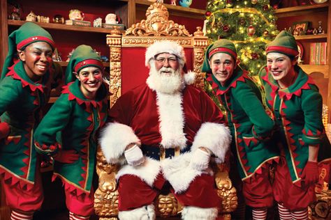 Santa and his Elves at Busch Garden's Christmas Town attraction. Busch Gardens Christmas Town, Busch Gardens Tampa Bay, Christmas Elf Costume, Busch Gardens Tampa, Christmas Elf Doll, Xmas Elf, Busch Gardens, Elf Costume, Christmas Town