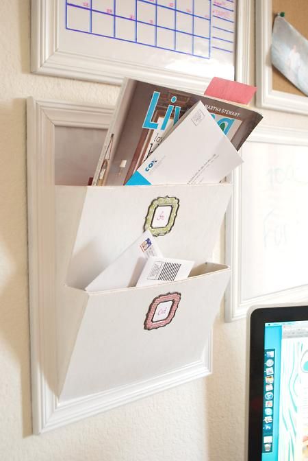 Just saw a post on an organization blog about her Pottery Barn system that cost over $150! Make it yourself for under $20? Yes, please. Diy Desk With Storage, Diy Mail Organizer, Diy Mail, Mail Sorter, Wall File, Diy Organizer, Letter Organizer, Folding Origami, Pottery Barn Inspired