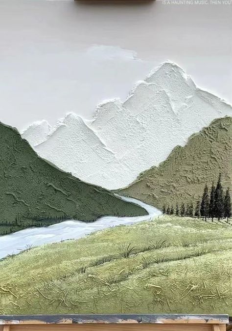 Diy Textured Wall Art Mountains, Mountain Texture Painting, Hang A Picture, Diy Abstract Canvas Art, Texture Painting On Canvas, Ray Of Light, Diy Canvas Wall Art, Wall Art Unique, Landscape Art Painting