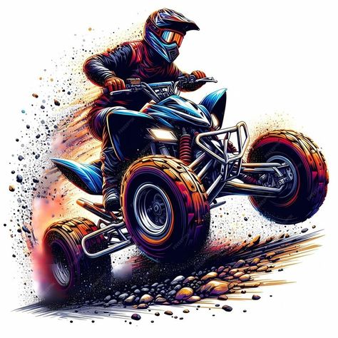 Premium Photo | Illustration of a Quad atv extreme sport racing in a dynamic high speed racing pose Steampunk Vehicle, Cool Dirt Bikes, Bike Aesthetic, Extreme Sport, Nails Today, Simple Phone Wallpapers, Quad Bike, Cartoon Character Pictures, Classy Tattoos