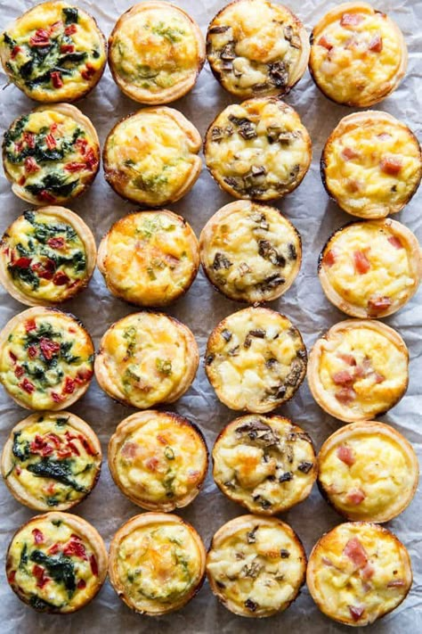 Skip the store-bought and make your own Mini Quiche! Try these 4 tasty combos or choose your own adventure. Make ahead/freezer friendly and great for kids! Mini Quiche Recipes, Elegant Appetizers, Mini Quiches, Mini Quiche, Christmas Brunch, Snacks Für Party, Quiche Recipes, Bridal Brunch, Brunch Party